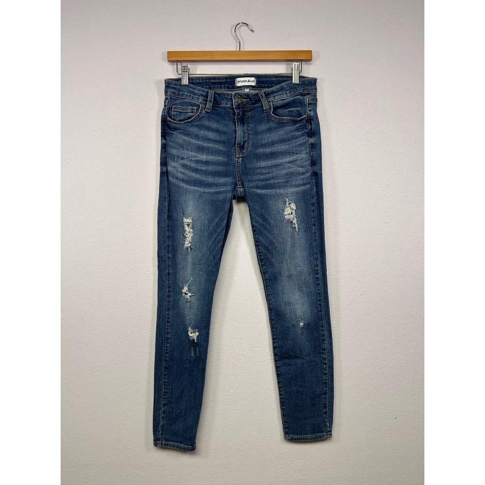 Distressed Studio Blue Womens 29 Blue Skinny Mid Rise Ripped Denim Jeans
